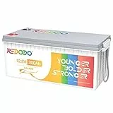 Redodo 12V 300Ah LiFePO4 Lithium Batterie, Eingebautes 200A BMS 3840Wh Energie Deep-Cycle-Batterien, Max 15000 Tiefzyklen und 10 Jahre Lebensdauer Perfekt für Off-Grid, Wohnmobil, Solaranlage