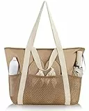 HOMESPON Strandtasche Damen mit Reißverschluss Große Wasserdicht Mesh Badetasche Familie Faltbar Beach Tote Bag Shopper