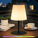uuffoo Solar Tischlampe Outdoor Solarlampen für außen 2-in-1 Aufladung Warmweiß und RGB Tischleuchte Kabellos IP44 Aufladbar für Terrasse Camping Garten (Schwarz)