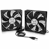 ELZO USB Ventilator 2 Stück, 5V mit 3 Einstellbare Geschwindigkeiten, Leise Mini Tischventilator, USB PC Lüfter Axiallüfter (120 mm Black)
