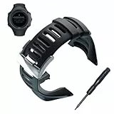 JTMM Weichgummi Reserve Uhrenarmband mit kostenlosem Werkzeug für SUUNTO Ambit 3 PEAK/Ambit 2/1 schwarz, Gummi