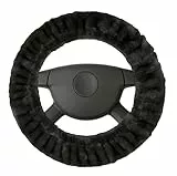 Walser Lenkradbezug Teddy Plüsch, Vegane Lenkradhülle Kunstfell, Plüsch-Lenkradabdeckung, Lenkradschoner Lammfell-Optik vegan anthrazit