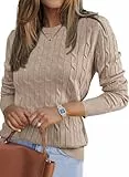 Arach&Cloz Damen Pullover Wolle Blend Langarm Herbst Winter Strickpullover Rundhals Winterpullover Pulli Sweatshirt Aprikose, M
