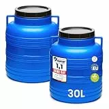 Garronda Set 2X 30 Liter Weithalsfass BPA-frei Futtertonne Fass Universalfass Lebensmittel Fass Regenfass für Garten Regentonne mit Deckel Regenwassertonne für Garten Wassertonne GD-0121 Blau