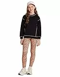GRACE KARIN Mädchen Kleidung 2-teiliges Outfit Kinder Sweatshirt + Jogginghose Langarm Trainingsanzug Schwarzer Leopard 6-7 Jahre