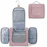Narwey Groß Kulturbeutel zum Aufhängen Damen, Kulturtasche Waschtasche Damen Kosmetiktasche Mädchen, Reise Essentials Accessoires Geschenke für Frauen (Rosa)