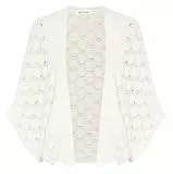 GRACE KARIN Damen Kurze Shrugs Casual Sommer Cardigan Elegante Bolero Weiß M