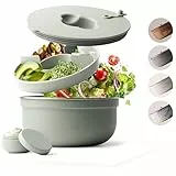 MAMEIDO Salatbox to go 1,5 l, Bowl Lunchbox Erwachsene aus Edelstahl, Bento Box BPA-frei mit Fächern & auslaufsicherem Dressingbehälter, Essensbox Meal Prep (Desert Sage)