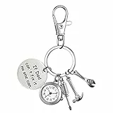 JewelryWe Herren Taschenuhr Schlüsselanhänger mit Gravur ‘Love You Daddy' Werkzeug Sets Anhänger Quarz Analog Uhr Geschenk für Vatertag