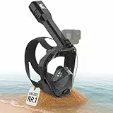 Khroom Schnorchelmaske Erwachsene Vollmaske absolut CO2 sicher | Unsere Beste Tauchermaske Seaview Pro zum Schnorcheln | Vollgesichtsmaske Schnorchelmaske | Schnorchelset Alternative (L/XL, Schwarz)