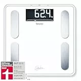 Beurer BF 400 white Diagnosewaage Signature Line, präzise Körperanalyse für bis zu 10 Personen, mit extra großem Invers-LCD-Display, Tragkraft bis 200 kg