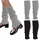 Abeillo 2 Paar Damen Leg Warmers,Gestrickte Beinstulpen,Winter Weich Lange Socken,Damenmode Lange Stiefelmanschette Kniestrümpfe,Y2K Vintage Stulpen Damen für Winter