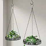 Bomclap Pflanzenaufhänger aus Metall, 2er Set Hängende Pflanzgefäße mit Deckenhaken & Hängekette, Hängekorb für Innen und Außen