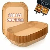 300 Stück Backpapier für Heißluftfritteuse Ninja Dual, 20,5x14CM Stone TH Airfryer mit Doppelkammer Pergamentpapier Liner Kompatibel mit Ninja AF300EU AF400EU SL400EU AF500EU, Andere Heißluftfritteuse