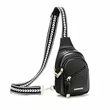 OSOCE Umhängetasche Damen Diebstahlsicher mit RFID Schutz Anti-Diebstahl Gürteltasche aus PU Leder als Praktischer Sling Bag(Black, S)