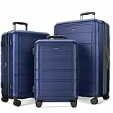 SHOWKOO Kofferset 3 Teilig Hartschale Leicht ABS+PC Erweiterbar Reisekoffer Haltbar Trolley Handgepäck Sets mit TSA Schloss und 4 Rollen (M L XL -Blau)