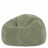Icon Kingston Sitzsack Cord, Salbeigrün, Sitzsack Erwachsene mit Füllung, Bean Bag, Cord Sessel, Lounge Sessel, Lounge Stuhl, Schlafzimmer, Wohnzimmer, Wohnzimmer Möbel