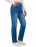 Desol Stretch Straight Leg Damen Jeans Hohe Taille Gerade Geschnitten Slim-Fit Leggings Jeans Lässige Kein Reißverschluss Light Blue