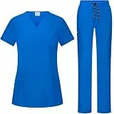 B-well BELLA Damen-Schrubb-Set Schlupfkasack + Schlupfhose Set Medizin Arzt Uniform Schlupfjacke Oberteil mit Hose Medizinische Berufsbekleidung mit Elastan (Königsblau, M)