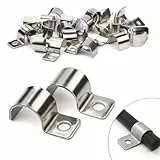 25 Stück Kabelschellen Metall Rohrschellen 16mm V2A Edelstahl 304 Rohrbefestigung Einzelloch U-Rohrschellen Befestigungsschelle für Ø 15-16.5mm Kabel Unterputz Wasserrohre Installation