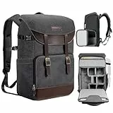 K&F Concept Kamerarucksack Rolltop Fotorucksack Rucksack-Stofftaschen aus Stoff für Spiegelreflexkamera 15 Zoll Laptop