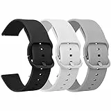 Vancle 3Pack für 20mm Armband Silikon Uhrenarmband mit Schnellverschluss geeignet Ersatzarmband für Damen Herren(Schwarz/Weiß/Grau)