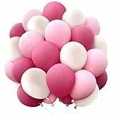 Ovanda 50 Stück 10 Zoll Rosenrot-Rosa-Weiß Luftballons, Rosa Luftballons, Pink Weiss Helium Ballons, Mädchen Geburtstag Dekorationen, Latex Ballons,Luftballon Hochzeit,Luftballon Girlande,Ballon Bogen