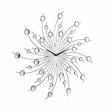 Relaxdays Wanduhr XL mit Glitzer, Küchenuhr groß, Moderne Wohnzimmeruhr, Analoguhr Wand, 50 cm Durchmesser, Silber