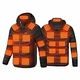 Battnot Beheizbare Jacke Herren Damen Heizjacke mit Kapuze, Warme Pufferjacke, Beheizte Weste Winterjacke für Outdoor Wandern Jagd Motorrad Camping