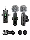 Kabellos Lavalier Mikrofon für iPhone/Android Telefon/Kamera/Computer/Laptop, Professionelles Dual Mini Ansteckmikrofon mit USB-C/3,5 mm/USB-Stecker für Videoaufzeichnung, Vlog, YouTube, TikTok ﻿