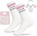 Scinzene 3 Stück Erzieherin Geschenk Set, mit Socken, Schlüsselanhänger, Tüte, abschiedsgeschenk erzieherin, Lustige Strümpfe Baumwolle, Geburtstag für Kita, Kindergarten, Schule