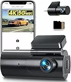 GKU 4K Dashcam Auto Vorne Hinten, 5GHz WiFi Dashcam mit 64GB SD Karte, Auto Kamera mit Parküberwachung, Super Nachtsicht, WDR, 170° Weitwinkel, G-Sensor, Loop-Aufnahme, APP Steuerung, Max 256GB