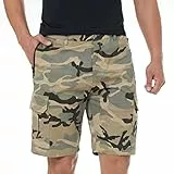 ineepor Bermuda Shorts Herren Baumwolle Cargo Shorts Herren Kurze Hose mit Reißverschlussttasche,Lightcamouflage,M