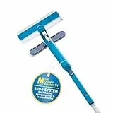 Livington Window Buddy - Fensterabzieher mit Teleskopstange - 3in1 Fensterputzer Set mit Sprühfunktion, Reinigungspad & Abzieher - Fensterreiniger für streifenfreies Putzen für Fenster, Spiegel & mehr