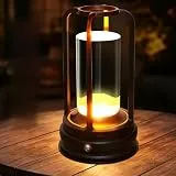 Kangtaixin LED Tischlampe kabellos, Dimmbare Akku-Tischlampe mit Touchsteuerung, 3 Lichtfarben, Nachttischlampe aus Metall, für Schlafzimmer & Wohnzimmer, 1er Pack, Schwarz