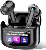QXUFV Bluetooth Kopfhörer mit Touchscreen, In Ear Kopfhörer Kabellos Bluetooth 5.4 mit ANC/ENC Noise Cancelling Mic, 48Std Tiefer Bass Earbuds mit 5 EQ-Modi, USB-C, IP7 Wasserdicht Ohrhörer, Schwarz