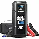 TOPDON JS2000Pro Starthilfe Powerbank, 2500A Jump Starter Auto Batterie Booster für bis zu 8L Benzin&6L Dieselmotoren, Auto Starter Powerpack PKW/Kfz mit Starthilfekabel/Eva Tasche/Eingebaute LED