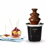 Jago® Schokoladenbrunnen 60W - 3 Etagen, 400 gr Kapazität, Edelstahl, Spül­ma­schi­nen­fest, Rot oder Schwarz - Schokobrunnen, Schokofondue, Schokoladenfondue (Schwarz)