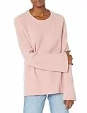 The Drop Damen Gerippter Pullover mit Rundhalsausschnitt und Rückenschlitz (in Übergröße erhältlich), Zephyr Pink, XXL Große Größen