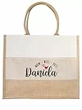 AMBERGER DESIGN by A&M Osterhage amd Nachhaltige Shopper MOM-Wife-Boss | Geschenk-Mamas- Jute-Beutel groß Nachhaltig | Fair | Einkaufstasche hochwertig Größe 35x42x15cm