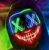 TK Gruppe Timo Klingler LED Grusel Maske - wie aus Purge steuerbar, Gesicht leuchtend, für Halloween, Fasching & Karneval als Kostüm für Herren & Damen (Farbauswahl) (1x blau/grün/rot)