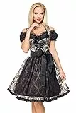 Dirndline Damen Festliches Brokatdirndl Kleid f?r besondere Anl?sse, schwarz/Gold, S