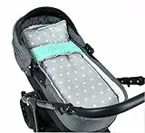 Babylux Babydecke Minky PLÜSCH Kuscheldecke Decke 75 x 60 cm + Kissen 2 TLG Set für Kinderwagen/Wiege (MP91 - Minze + Sterne Grau)