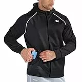BROKIG Gym Sportjacke Herren mit Doppeltasche, Loser Passform Zip Hoodie Herren Sport Workout Trainingsjacke Laufjacke (Schwarz,L)