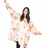 Catalonia Classy Oversize Hoodie Decke mit Ärmeln, Warm Kuscheldecke Geschenk für Frauen Herren, Übergröße Kuschelpullover mit Kapuze Flauschig Decke zum Anziehen, Pizza Katze