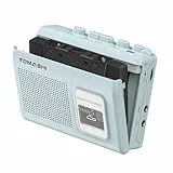 Tragbarer Kassettenspieler, Kassettenrekorder mit integriertem Lautsprecher, Mikrofon, Kopfhöreranschluss, 11,6 x 9,0 x 3,5 cm (Blau)