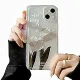 Fycyko Kompatibel mit iPhone 13 Hülle Transparent Aesthetic Blumen Hülle iPhone 13 Schön Weiß Flowers Malen Design Girls Elegant Handyhülle Silikon Soft TPU Dünn Clear Handy Case für iPhone 13