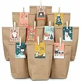 Papierdrachen DIY Adventskalender zum Befüllen - 24 Geschenktüten und 24 Visitenkarten mit Zahlen und Metall-Klammern - Kinder - zum Selberbasteln - Weihnachten 2025