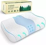 TESQ Memory Foam Nackenkissen 60x40cm - Kopfkissen Memory Foam Design Nackenkomfort Schlafkissen für Seiten-/Rücken-/Bauchschläfer, Kopfkissenbezug waschbar