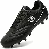 DimaiGlobal Herren-Fußballschuhe für festen Boden, Fußballschuhe, Rugby-Stiefel, Outdoor, atmungsaktiv, sportlich, professionell, unisex, Schwarz, 42 EU